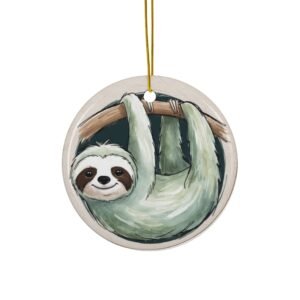 Sammy the Sloth Ceramic Slothmas Ornaments - 2-Sided Print (1pc, 3pcs, 5pcs, 10pcs)  Christmas Ornament